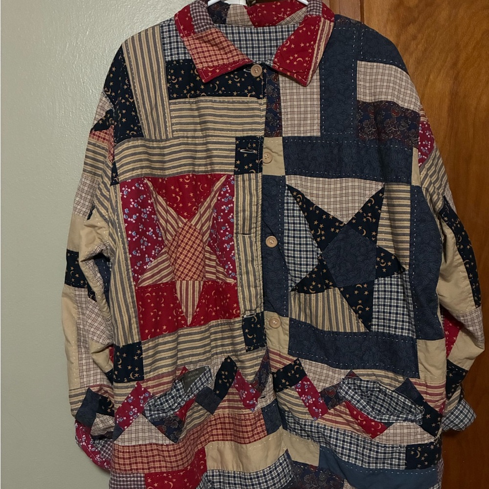 Patchwork Star Patterned Quilt Jacket - image 1